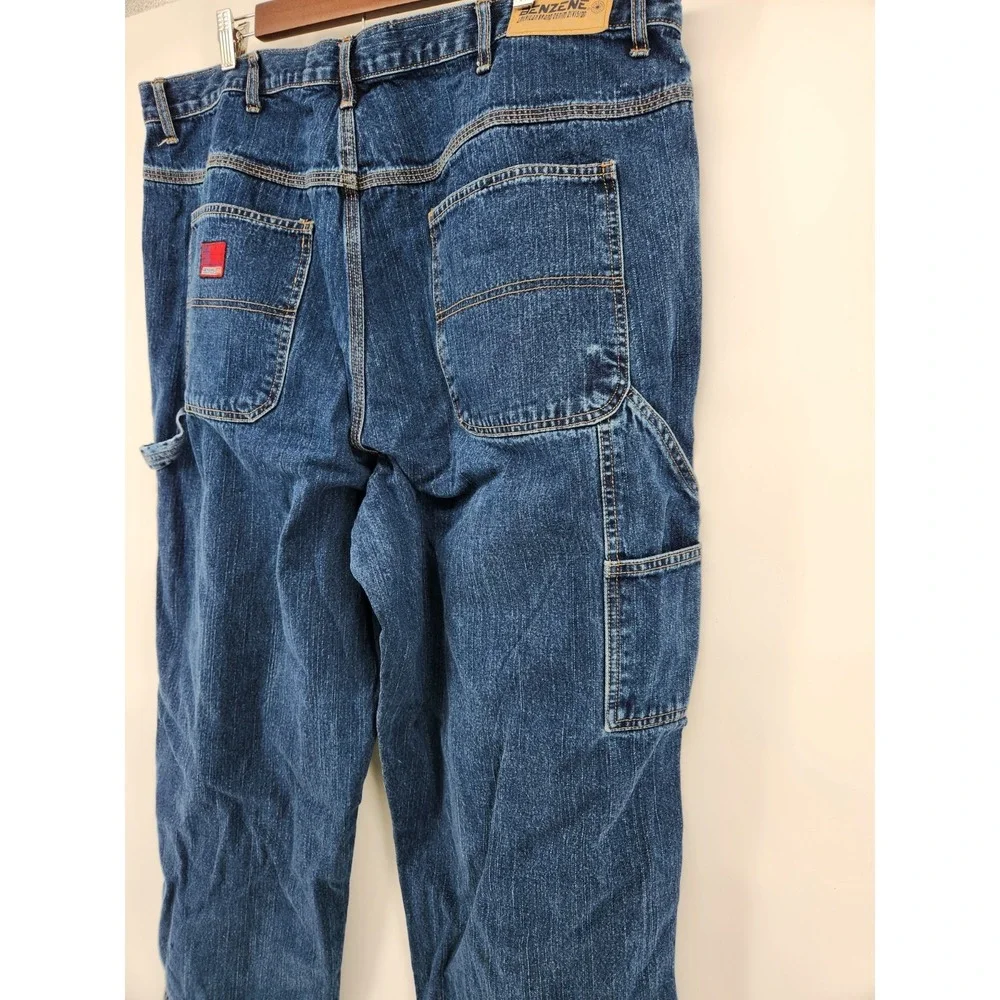 VTG‎ Benzene Carpenter Jeans Mens 42x30 Blue Baggy Denim Dark Wash American USA - Picture 7 of 9